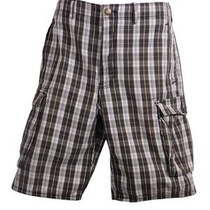 Levi's Cargo Shorts Flap Poscket Casual Cotton Flat Front Brown Plad Sz 34  C144